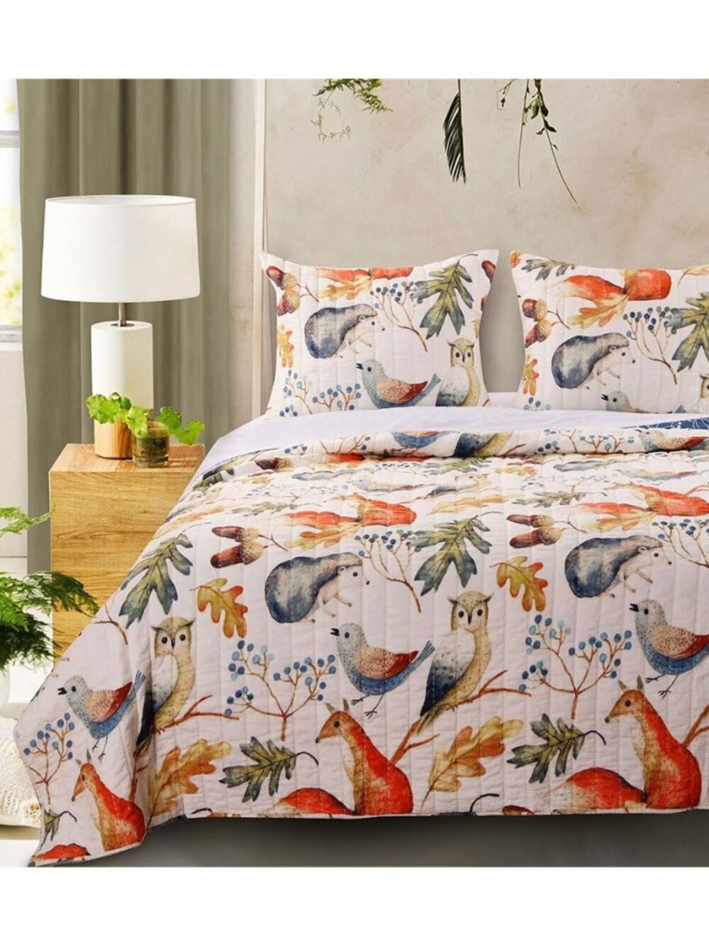 Greenland Home Willow Novelty Forest Animals Reversible Quilt Set, 2-Piece Twin